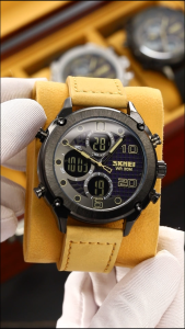 Jam Tangan Digital Analog SKMEI Pria - 1975 - Brown/white Water Resis 50m