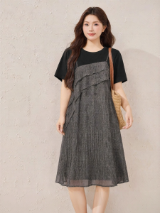 Elegant Plus Size Illusion Two-Piece Dress