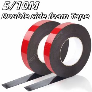5/10m Strong Red Film Black Adhesive Foam Double Sided Tape Shockproof Wear-resistant Soundproof Door Window Seal Thick 1/2/3mm