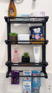 QLYX SUS 304 Carbon Steel Bathroom Shelf Bathroom Towel Rack Wall Mounted Rustproof Organizer Shelf Rack With Hooks