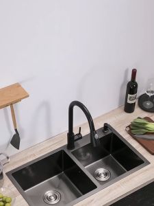 Kitchen Sink Black Sink Single/Double Sinks 304 Stainless Steel Sink Thickness Sinks 2mm Lababo sink【Free Drain Basket】