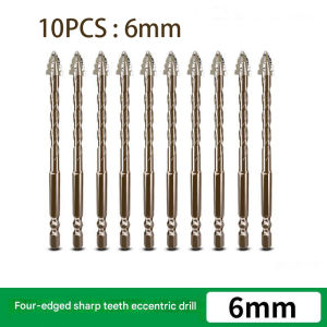 10/8PCS High-Four-edged Serrated Eccentric Drill Bits Set For Glass Ceramic Concrete Brick Drilling Tools 6-12mm Drill Bits Set