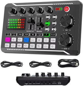 Live Sound Card and Audio Interface with DJ Mixer Effects and Voice ChangerBluetooth Stereo Audio Mixerfor Youtube Streaming