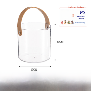 Acrylic Desktop Trash Can Transparent Mini Storage Bucket Handheld Home Use Small Size Organizer round Shape Plastic Material