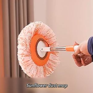 Retractable 360° Circular Rotating Window Mop Dust Mop Set Multifunctional Lazy Mop Sunflower Mop Household Cleaning