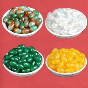 Yellow Agate Bead Scattered Beads Oval Red Agate Bead as Right as Rain Scattered Beads Semi-Finished DIY Handmade Crystal Beads