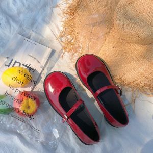 💗Margotu💗รองเท้า Mary Jane ของผู้หญิงเรียบง่าย รองเท้านักเรียนหนังแท้แฟชั่นสไตล์เกาหลี หัวมน รองเท้าส้นสูง 2 ซม. 5 ซม. จัดส่งเร็วสุด