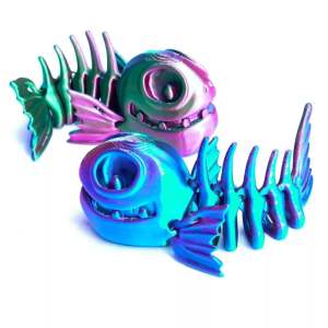 3D Printed Bone Fish Model Display Piece Flexible Free Moving Shark Toy Doll Plastic Material for Children above 3 Years Old