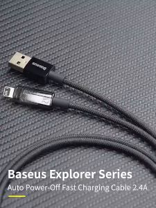 Cáp sạc nhanh Baseus Tự Ngắt 2.4A Gen2 Baseus Explorer Series Fas Charging cho A--le (USB to Lai-ning Auto Power-Off)