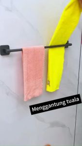 DR Bathroom Towel Rack Aluminum Towel Bar Towel Hanger Shower Rack Toilet Bath Storage Penyangkut Baju Rak Tuala 廁所置物架