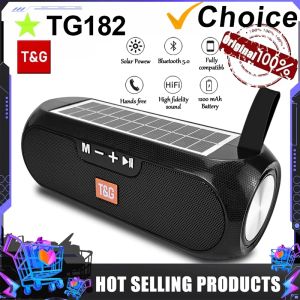 TG182 Solar Boombox Outdoor Wireless Speaker 10W USB Portable Column Loudspeaker Waterproof Support TF Card FM Radio Aux Input