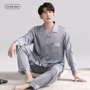 Nanjiren | Icy Silk Thin Long Sleeve Pyjama Set