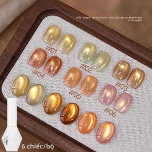 Gel Vẽ Móng WS 2025 Golden Light 1-6 Chiếc Siêu Bóng Hạt Thủy Tinh Thiết Kế Mắt Mèo Làm Trắng Móng Nhựa Dành Cho Chuyên Nghiệp