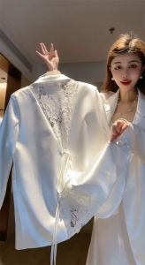 เสื้อสูทแขนยาวหลวมๆ สไตล์ฝรั่งเศส ผ้าไนลอนผสมโพลีเอสเตอร์ คอปกสูท ลายลูกไม้ ทรงหลวม แขนยาว ปกติ