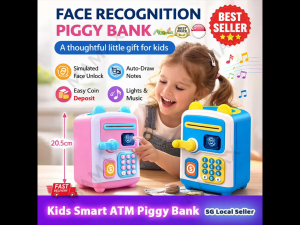 【SG Ready Stock】Kids Stimulated Face Recognition Smart Piggy Bank ATM With Password&Auto Cash Deposit★Lights➕Music✅Money Box✅Christmas/Birthday Gift/Presents✅