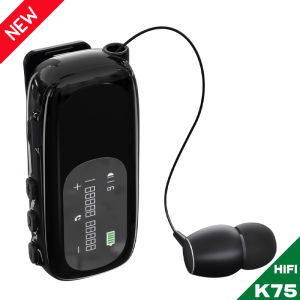 K75 Lavalier Business Bluetooth 5.4 Earphone Talk/Music 20H With Mic Noice Cancelling One-Click Photo LCD HIFI Wireless Headset