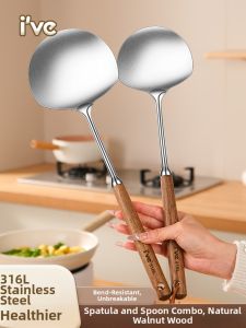 IVE | 316 Stainless Steel Walnut Wood Food Grade Cooking Spatula & Spoon Set