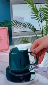 TERMURAH! Mug Cangkir Elektrik Set Keramik Pemanas 55 Derajat Penghangat Kopi Teh Cup Coffee Warmer