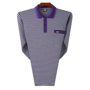 Loose Fit Long Sleeve Polo Shirt for Men Autumn Spring Season Slimming Base Layer T-Shirt Striped Dad Construction Wear