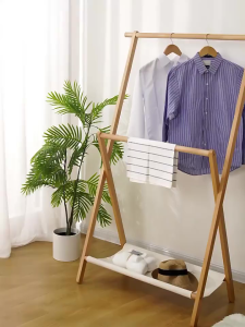 [SG SELLER LOCAL STOCK] Nordic Foldable Clothing Rack Drying Storage Laundry Shelf Japanese Solid Wood Multi-functional Hanger