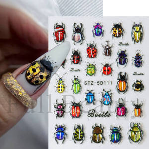 Cartoon Relief LADYBIRD Nail Sticker Multi-Color 5D Stereo Insect Animal Kids Childrens Fun Adhesive Nail Sticker