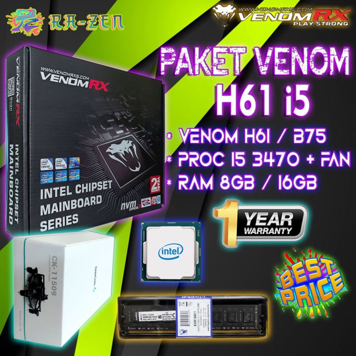 Paket Core i5 Gen 3470 // Motherboard VenonRx H61 // Ram 8Gb