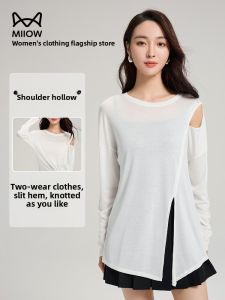 MiiOW | Loose Long Sleeve Yoga Fitness Pilates Sportswear For Women Summer New Style Cat Person Casual Style Training Top With Slit