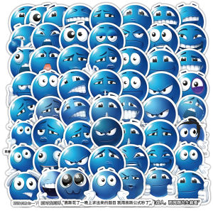 Waterproof Stickers Blue Beans Cartoon Cute Faces Funny Text Creative Decorations 103 Pcs Emotion Pack Stickies Business Supplies