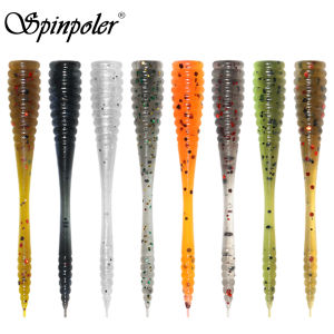 Spinpoler 48mm Artificial Rubber Earthworm Softbait Segmented Body Flexible Fishing Lures Freshwater Jig Drop Shot Rig 20pcs/Box