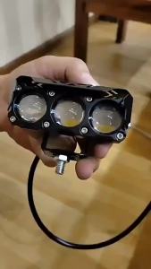 Motorcycle LED Spot Light Dual Color Hi/Low Beam Fog Lamps for Car Trucks SUV UTV 12V 24VMini Lens Headlight Driving Light