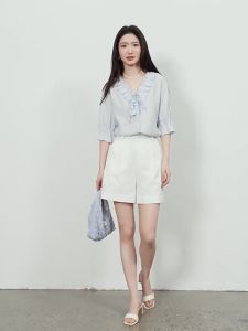 HOPESHOW | Vintage Forest Style Double Layer Wooden Ears Shell Bead Bell Sleeve Blouse