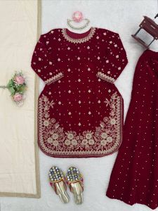 [PRE-ORDER] 2025 NOV GRAND VELVET BOLLYWOOD PUNJABI SUIT WITH PALAZO PANT WITH EMBROIDERY SEQUINS WORK SIZE M TO 2XL ( DELIVERY 10 WORKING DAYS) ETA : 2025-12-30