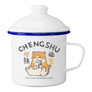 Cute Large Capacity Thickened Coffee Mug with Lid for Office Womens Food Grade Couples Water Cup Creative Enamel Mark Cup