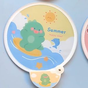 Cute Ins Folding Round Fan Cartoon Animal Mini Cloth Fan Portable Small Fan -TM
