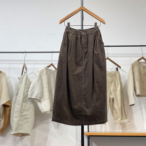 Swanka Fall and Winter New Product Japanese Style Artistic Style Minimalist Fashion Elastic Waist All-Matching Corduroy Bud Skirt Women