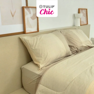 TULIP CHIC พิมพ์ลาย CHIC P13 พิมพ์ลายแอชวูด ไล่เฉดสี โทนน้ำตาล ชุดผ้าปู ผ้าห่มนวม สไตล์มินิมอล สัมผัสนุ่มไม่ระคายผิว