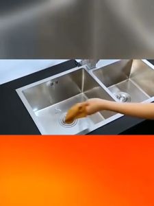 Hàng hót Giá siêu rẻ Chậu rửa chén đúc liền khối KENISI 82x45cm 2 hố lệch inox sus304 GIÁ RẺ - Bồn rửa chén 2 ngăn