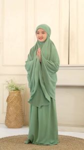 Mukena Anak Crinkle Airflow Premium Polos 3in1 Usia 5-12 Tahun