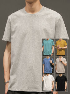 Áo Thun Nam Tay Ngắn Cổ Tròn Màu Trơn Cotton Phong Cách Mới 2025 Áo Thun Nam Mùa Hè Thường Ngày Dáng Rộng Thoải Mái