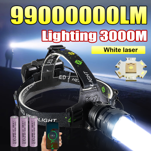 2025 99000000LM Powerful Headlamp Portable Rechargeable Lamp Super Powerful Head Flashlight Long Range LED Headlamp For Fishing
