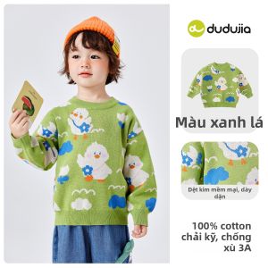 DUDUJIA | Áo Len Dệt Kim Cotton Sơ Cua cho Bé Mùa Đông