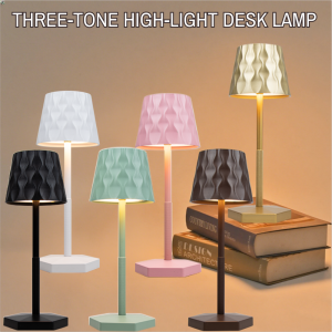 Wireless touch wave table lamp 3 colors rechargeable desktop LED night light creative bedside bar ambient decoration lighting