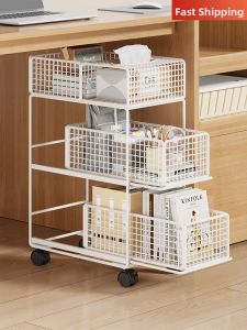 Desk Under Mobile Storage Cabinet With Drawer