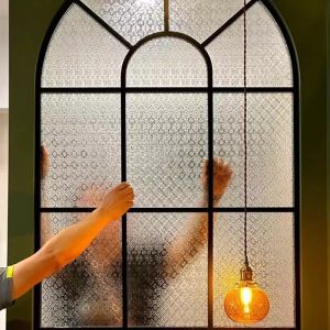 Retro 3D Begonia Flower Glass Sticker Opaque Protection Personal Privacy Glass Film Electrostatic Adsorption Glass Window Sticker