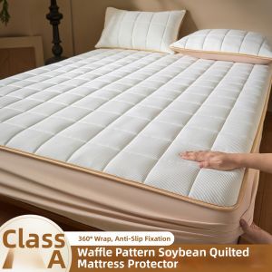 NAIYOUCHENG | Large Soy Cotton Padded Bed Cover Three-Piece Set Fully Wrapped