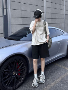 Black Ice Silk Quick Dry Mens Shorts Summer American High Street Sport Five-Quarter Pants Thin Youth Casual Straight Leg Trousers