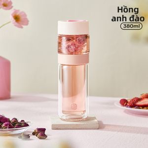 Relea | Cốc Pha Trà Đẹp Mắt Dành Cho Nữ Thủy Tinh Borosilicate Hai Lớp Chống Nóng Di Động