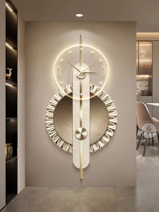 Modern Luxury Entrance Decorative Art Painting with Clock Corridor Passage Wall Picture Acrylic Canvas Abstract Geometry