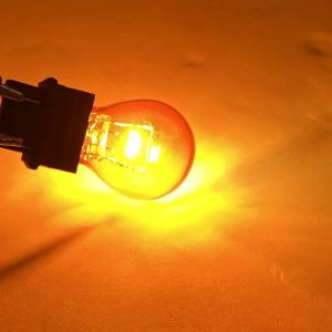 10pcs T25 3157 3156 P27W Car Turn Signal Light Bulb 12V 27W Halogen Lamp in Amber Warm White Red High Quality