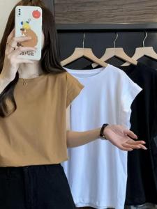 เสื้อยืดแขนสั้นทรงหลวมสำหรับใส่ไปทำงานในฤดูร้อนปี 2024 เสื้อเชิ้ตคอกลมแขนสั้นสำหรับใส่ลำลองสำหรับนักเรียนและเยาวชน